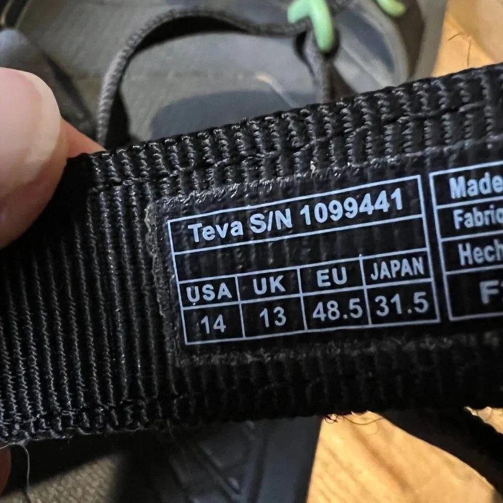 Mens Teva‎ Terra Fi 5 Black Sport Hiking Outdoor Comfort Sandals Size 14 M EUC